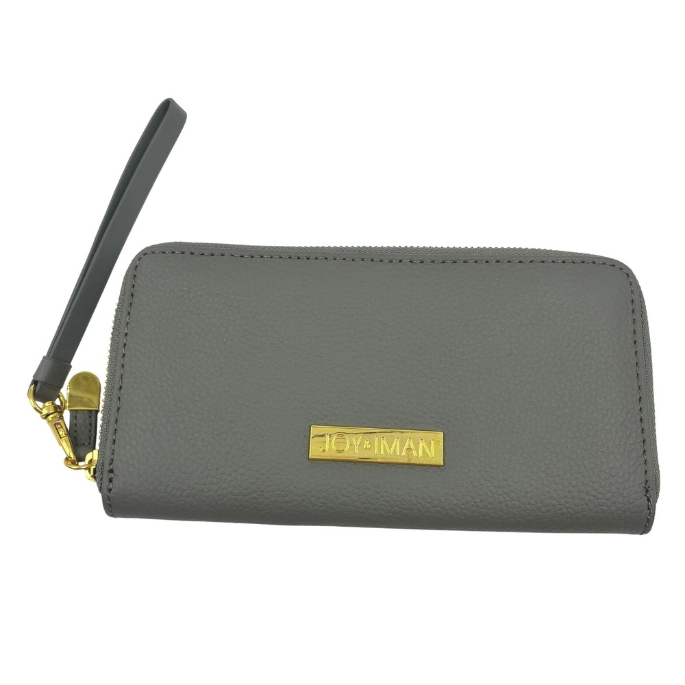 JOY & IMAN Women's Green Pebbled Split Leather Zip  Wristlet Wallet Organizer